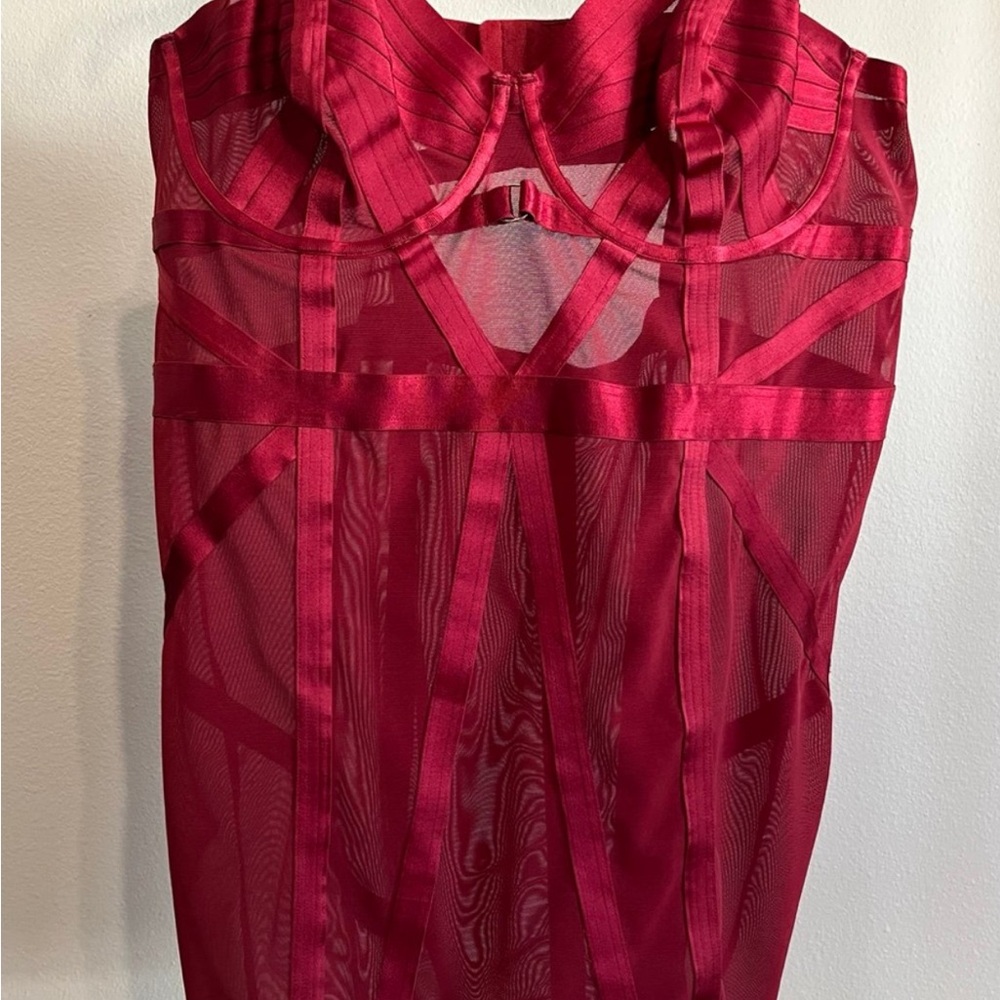 Torrid Vibrant Red Strappy Mesh Dress